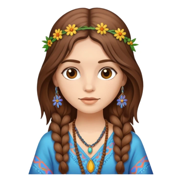 hippie chic girl with brown hair sticker