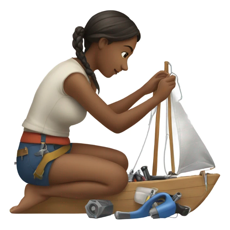 girl repairing sailboat sticker