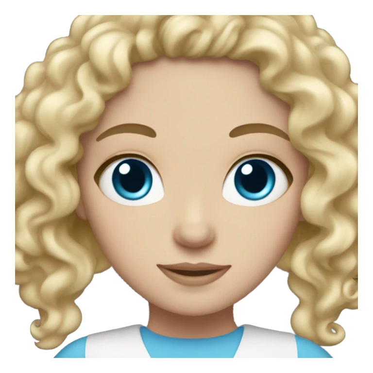 White girl with blonde curly hair and blue eyes sticker