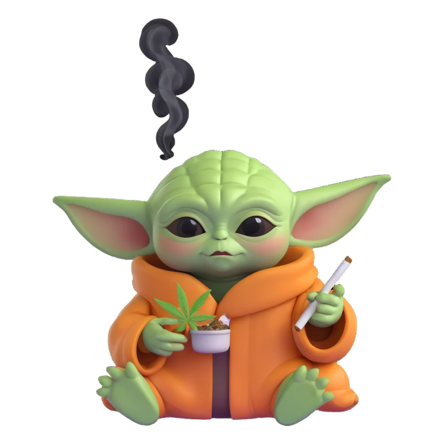 baby yoda smoking cannabis sticker
