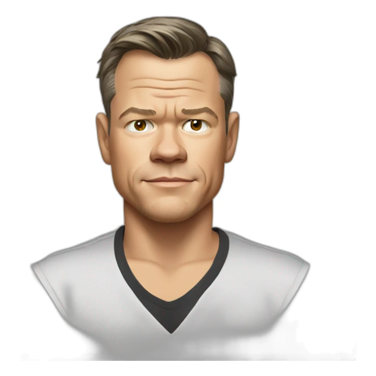 matt-damon cartoon wearing shirt sticker
