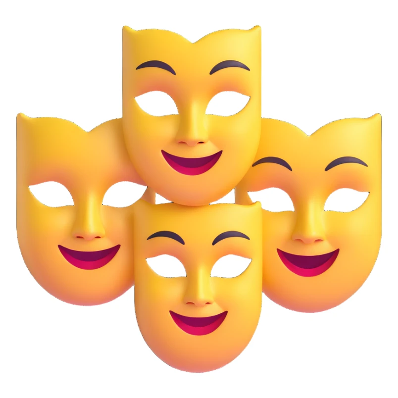 two theatre masks comedy and tragedy, happy and sad face masks sticker