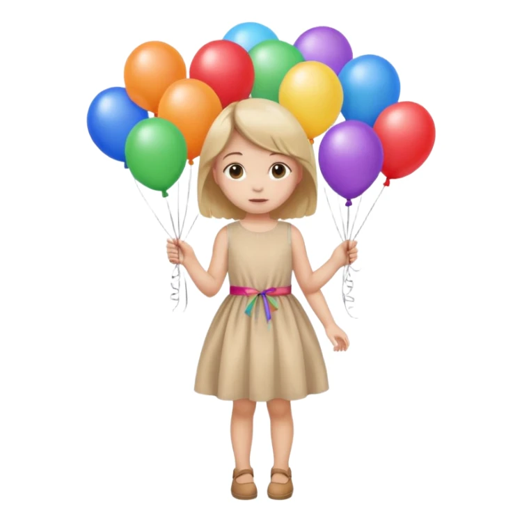 birthday small  girl in biege  + baloons sticker