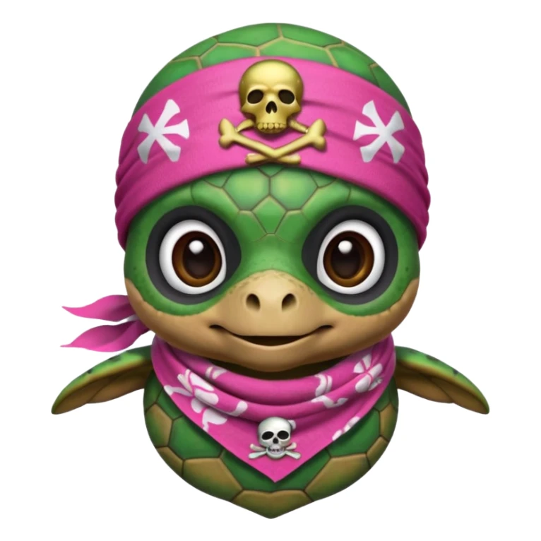 cute sea turtle wearing a pink pirate skull scarf sticker