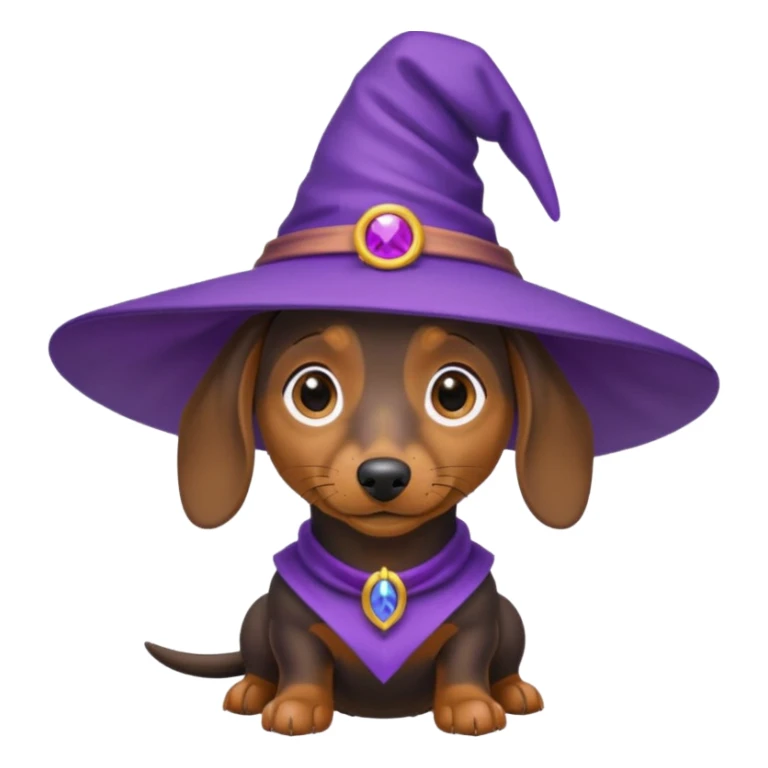Dachshund dog wear purple wicth hat sticker