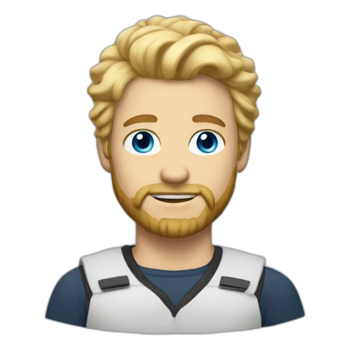 make blonde man, have blonde beard and blue eyes, not curly hair sticker