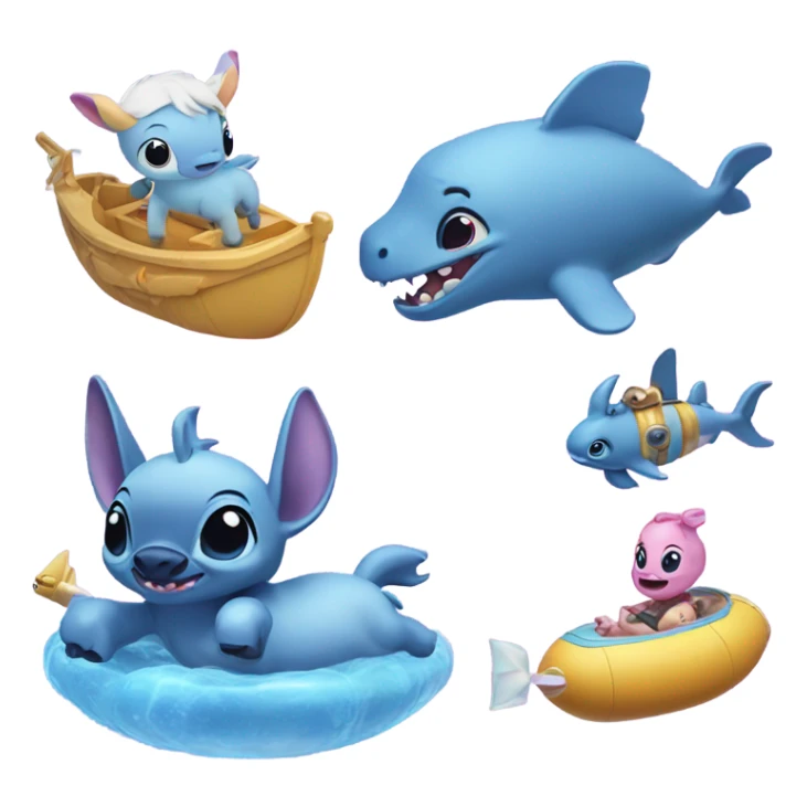 Image of stitch floating unicorn floating baby foating course foating submarine floating  sticker