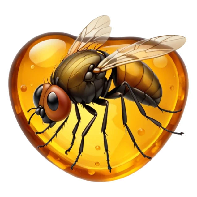 A tiny fly trapped in a huge lump of amber  sticker