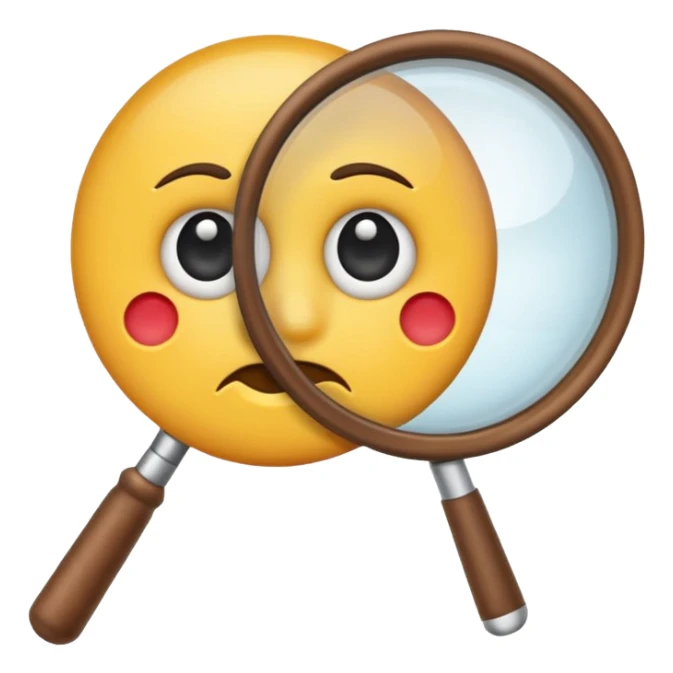serious emoji with magnifying glass with white handle sticker