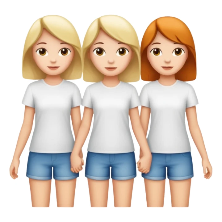 3 girls holding hand wearing white shirt sticker