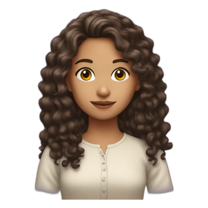 Amelia Bartlett with long dark brown curly hair sticker