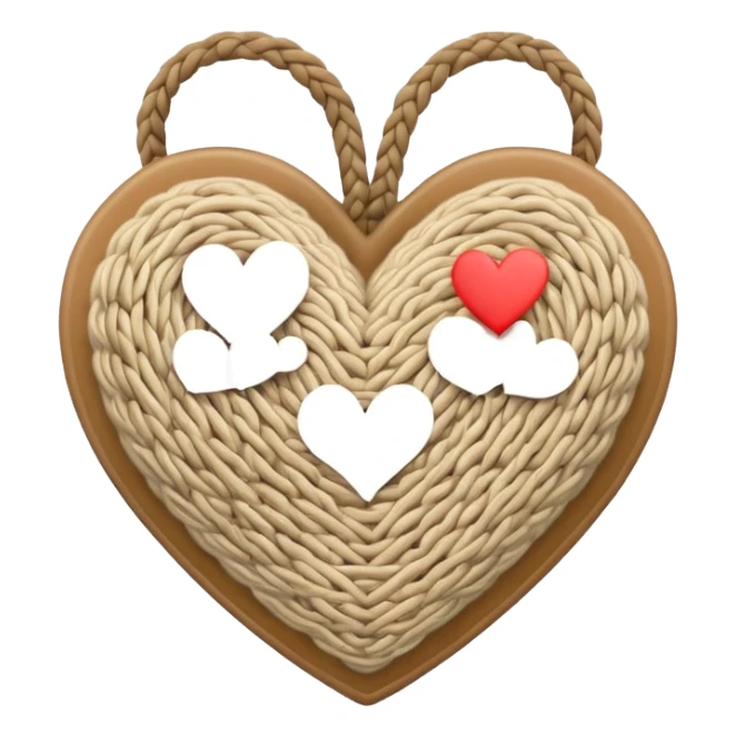 Vintage style, neutral color, Knitted textured heart  sticker
