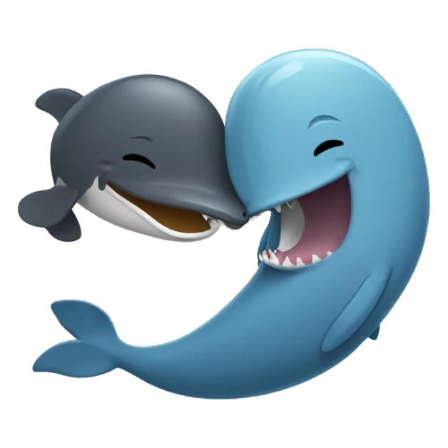 Whale and platypus laughing cuddling giggling sticker