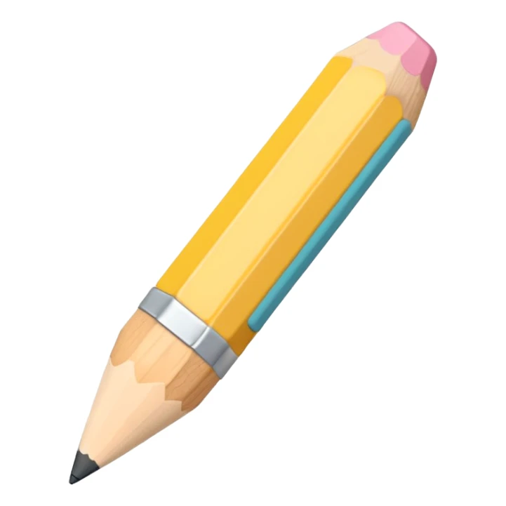 Pencil icon in chibi style, pastel colors sticker