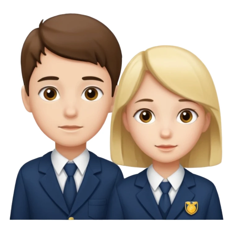 students in school uniforms girl and boy sticker