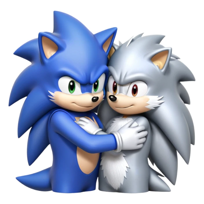 Sonic the Hedgehog and Silver the Hedgehog hugging each other sticker