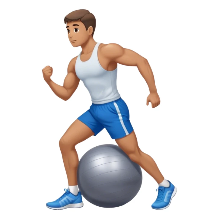 fit man with blue shorts stability ball exercises sticker