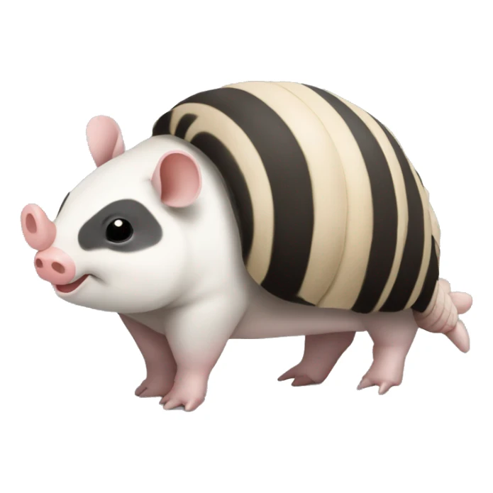 Black and white piebald chubby armadillo pig panda centipede armadillo  sticker