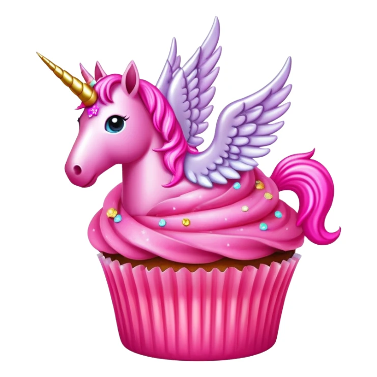 neon pink glittery pegasus unicorn pooping cupcakes sticker
