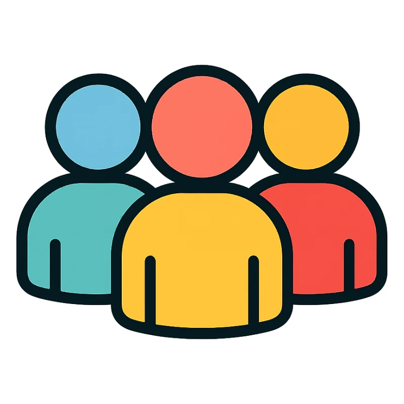 group of people, color outline icon style, simple and clear sticker