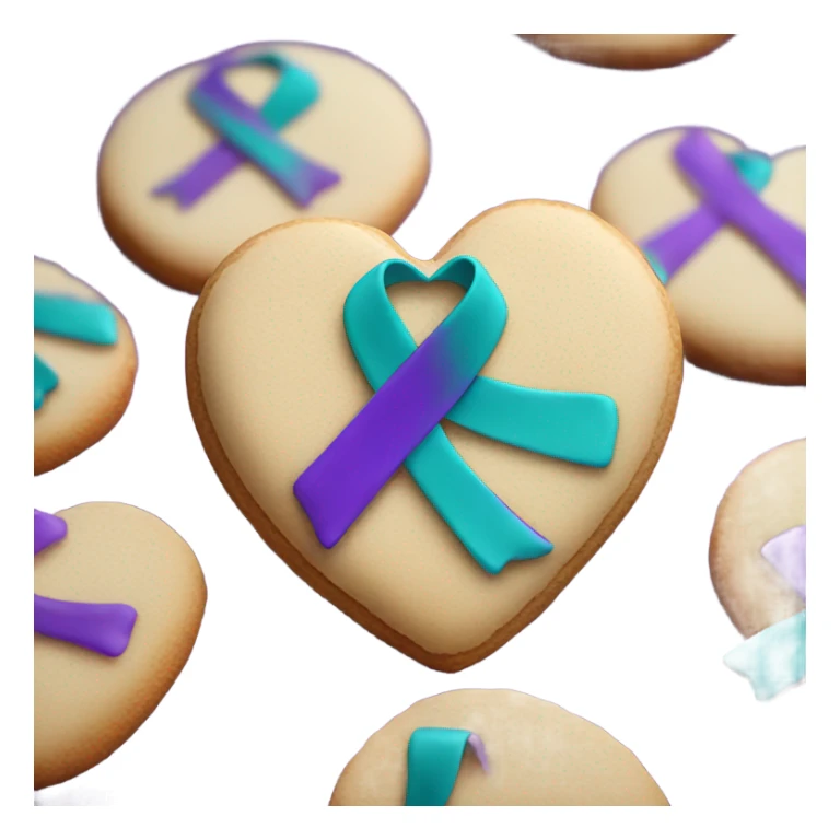 Heart cookie, teal purple suicide awareness ribbon sticker