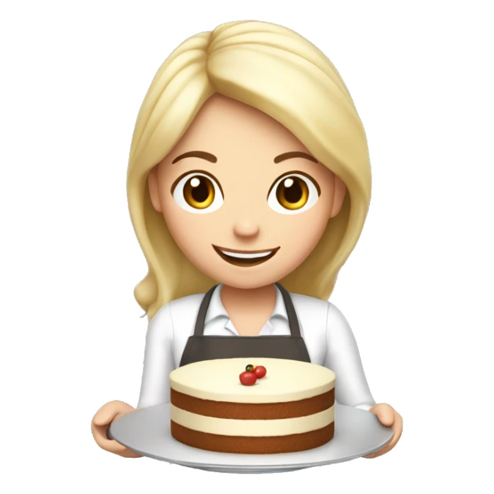 happy white girl cooking holding food cake  sticker