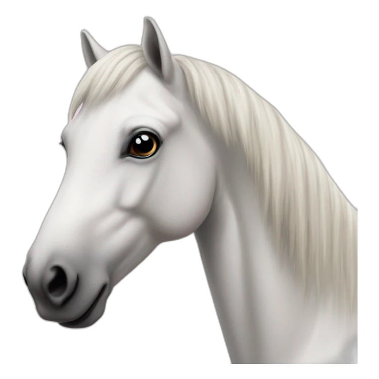 white camargue horse with pink nose sticker