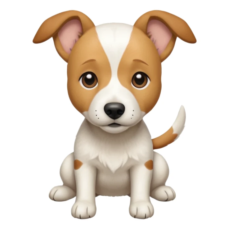 a full body facing front on of a buff white beagle cross jack russell terrier looking dog the size of a kelpie with light brown long ears resting on its face and a light brown patch above one eye and a large snout. the rest of the dog is completely white.  sticker