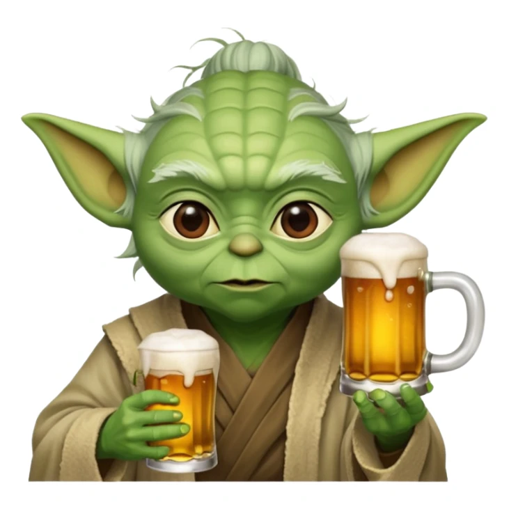 Yoda with a cup of bear sticker