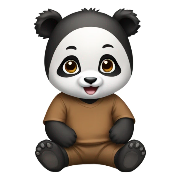 Baby panda with a brown T shirt on  sticker