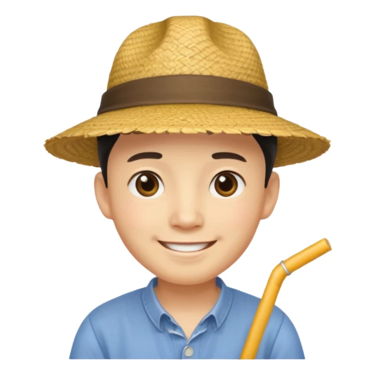 Chinese guy stereotype with straw hat and little eyes yellow guy not black sticker
