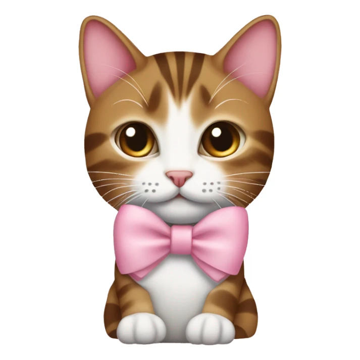Brown tabby and white cat with a baby pink bow  sticker