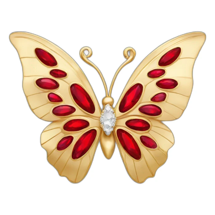 gold butterfly jewel with red heart diamonds sticker