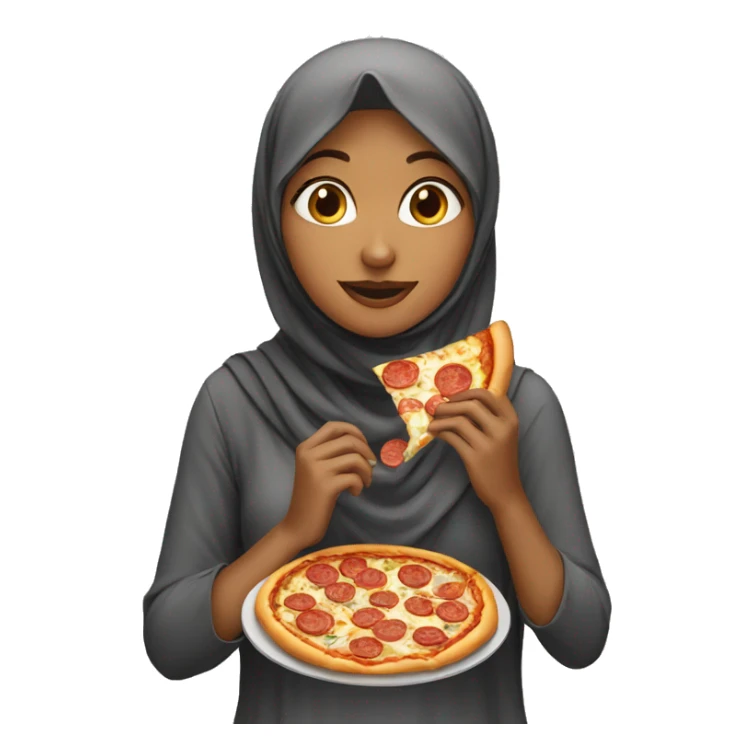 A girl with hijab eating pizza sticker
