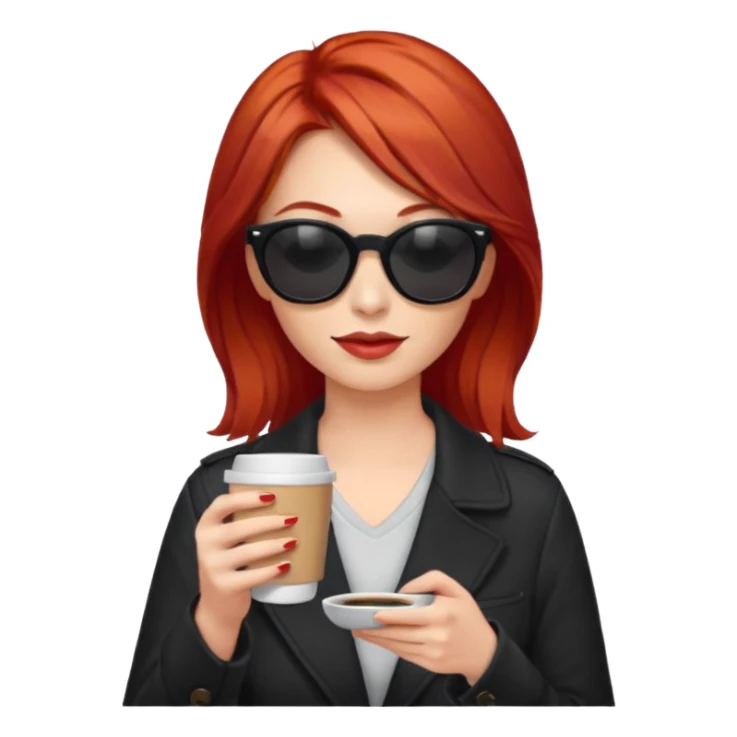 sunglasses red hair woman drink coffee sticker
