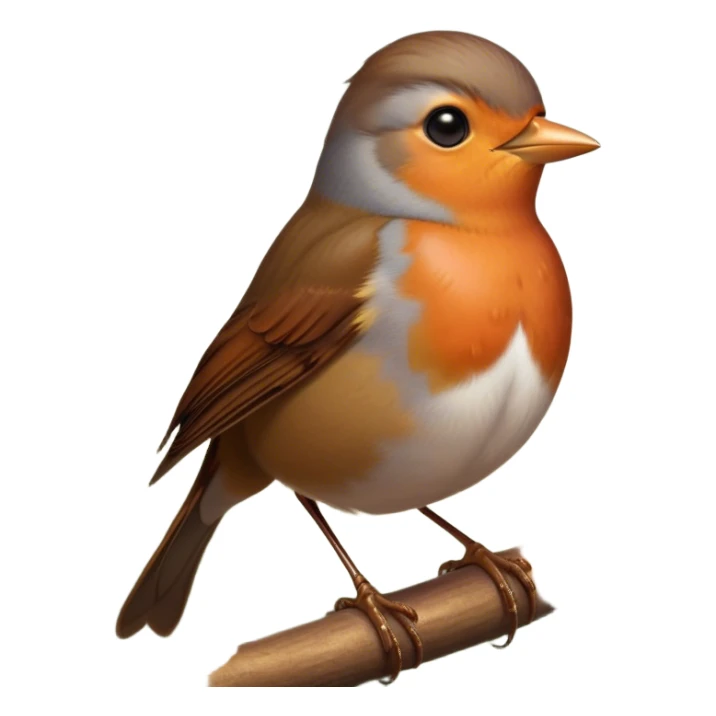 Cinematic Noble Robin Portrait Emoji, Poised and dignified, with a delicate, rounded build, a soft rust-red breast, gentle inquisitive eyes, and a small, refined beak, Simplified yet sharp and sophisticated features, highly detailed, glowing with a soft, warm glow, high shine, intelligent and graceful, stylized with an air of woodland charm, focused and attentive, soft glowing outline, capturing the essence of a watchful and confident robin that appears ready to flutter out of the screen with effortless authority! sticker