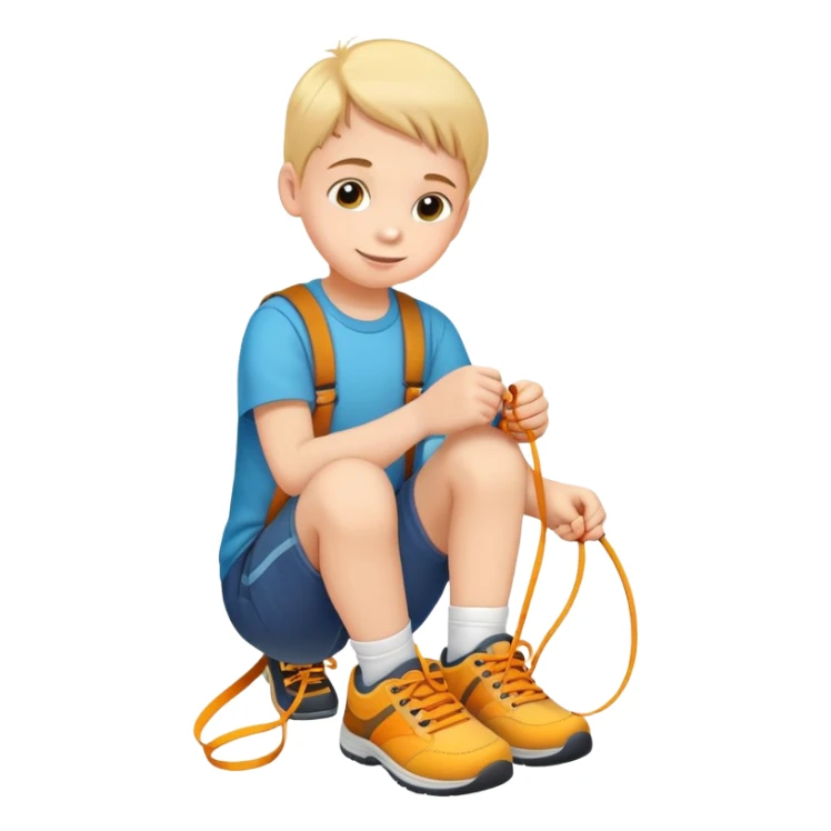 child tying shoelaces, happy and confident sticker