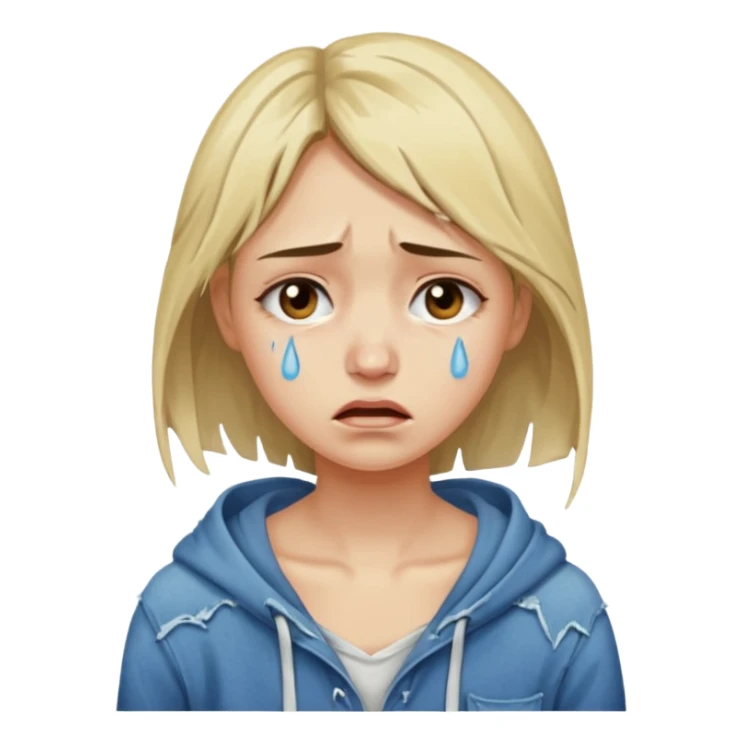 Mulher jovem chorando muito com as roupas rasgadas sticker