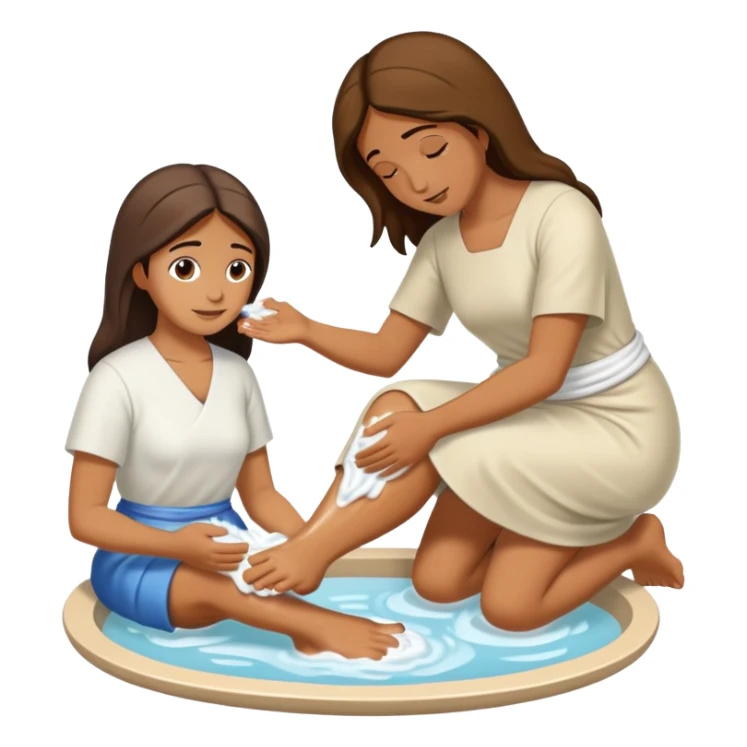 woman washing feet of Jesus sticker