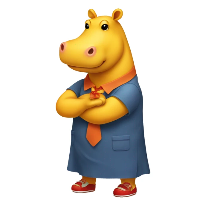 Yellow hippo with Orange dress and red shoes sticker