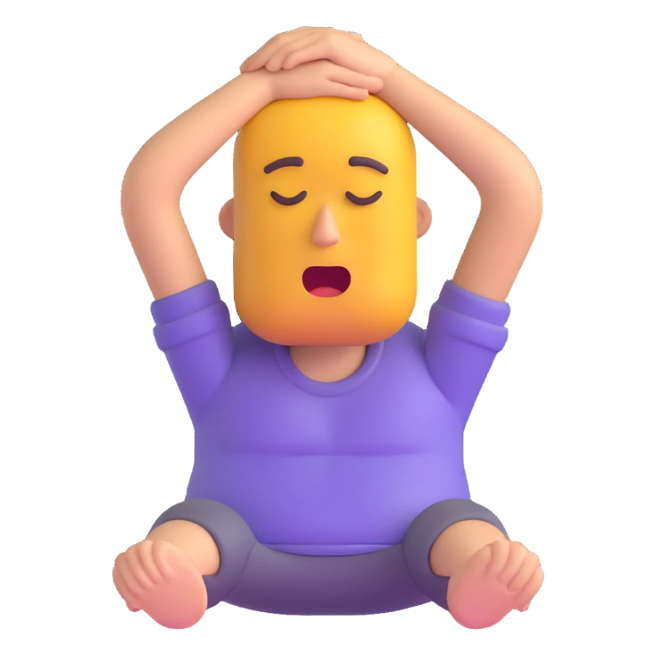 Make the sleepy guy hang down, body and arms limp, head drooping, in the same 3D emoji style, with no background. sticker