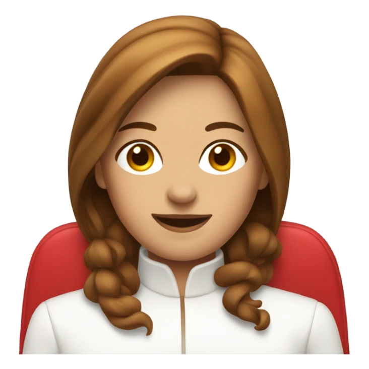 Lady in white car with red seats brown hair sticker