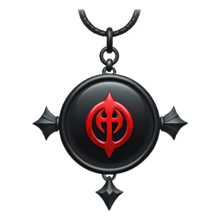 iOS sticker, dark fantasy amulet, black base, red symbol, minimal sticker