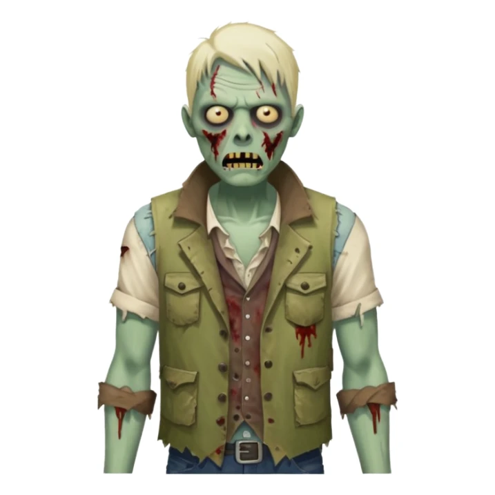zombie in vest and shirt sticker