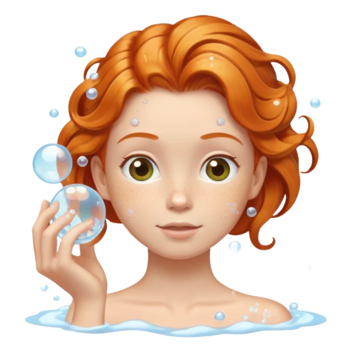 Ginger girl hair up washing hair soapy bubbles sticker
