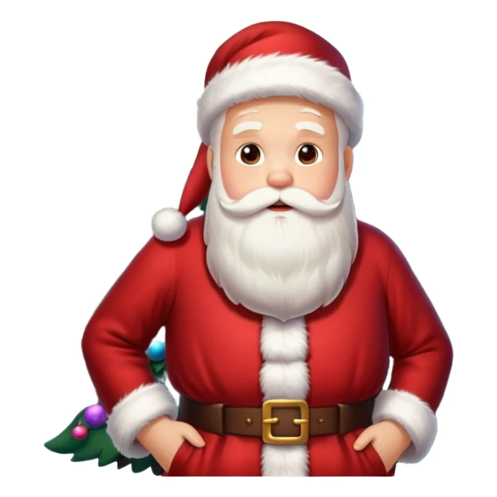 Santa Claus and a Christmas tree, with snowflakes in the background sticker