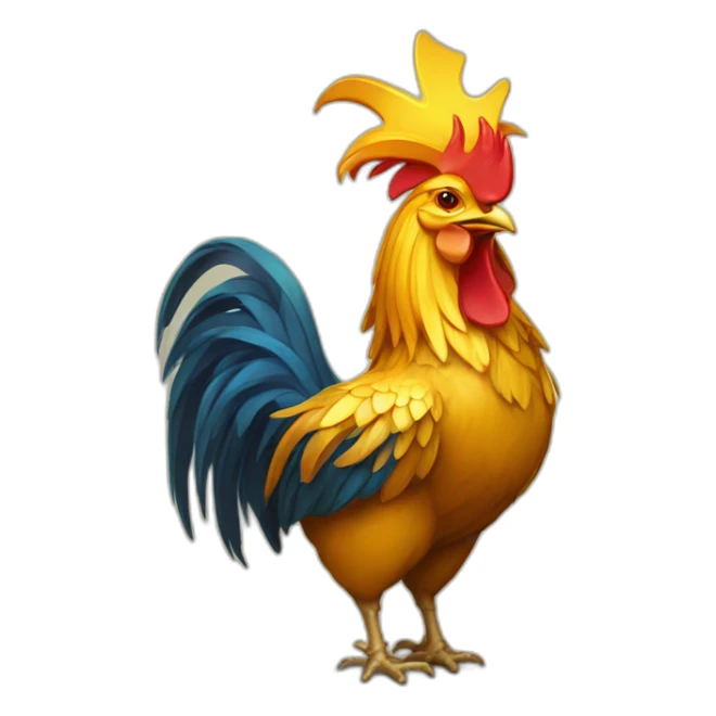 proud and howling golden phoenix rooster with a crown on its head sticker