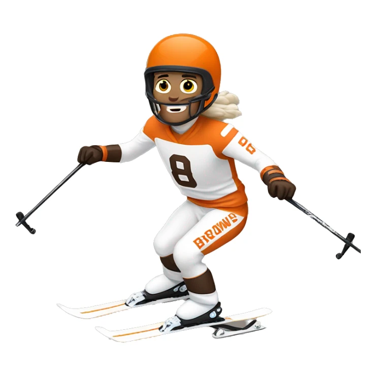 White skinned Skier skiing wearing a browns football Jersey sticker