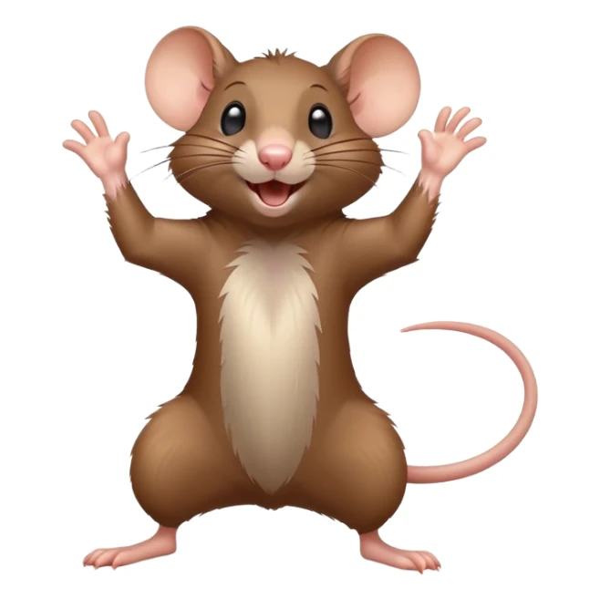 Energetic rat in mid-dance pose with one paw up and joyful expression sticker