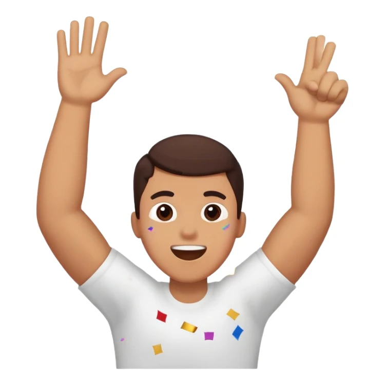 make a person doing a celebratory crunch with the words "boom" above them sticker